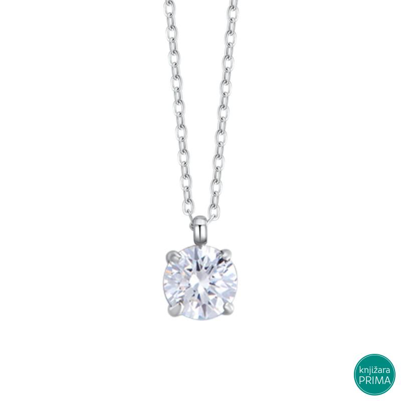 Ogrlica LUCA BARRA beli kristal 