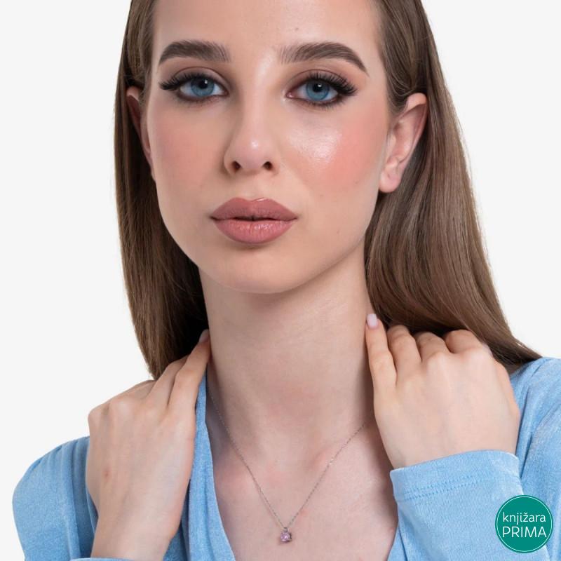 Ogrlica LUCA BARRA roze cirkon 