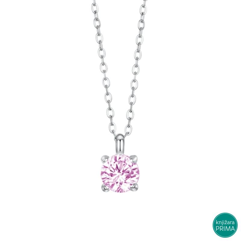 Ogrlica LUCA BARRA roze cirkon 