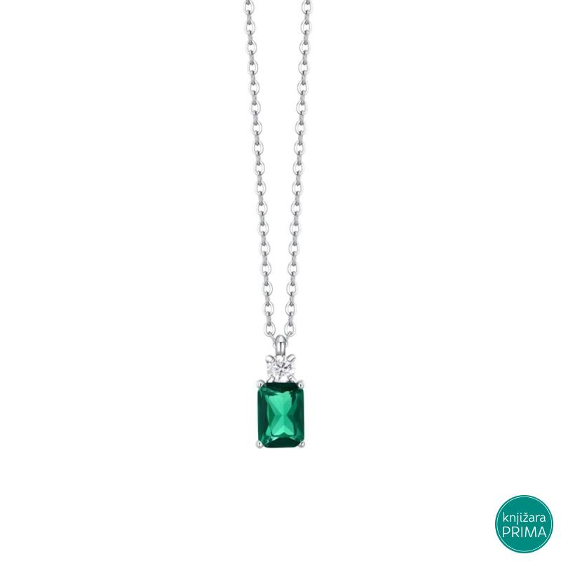 Ogrlica LUCA BARRA zeleni kristal 