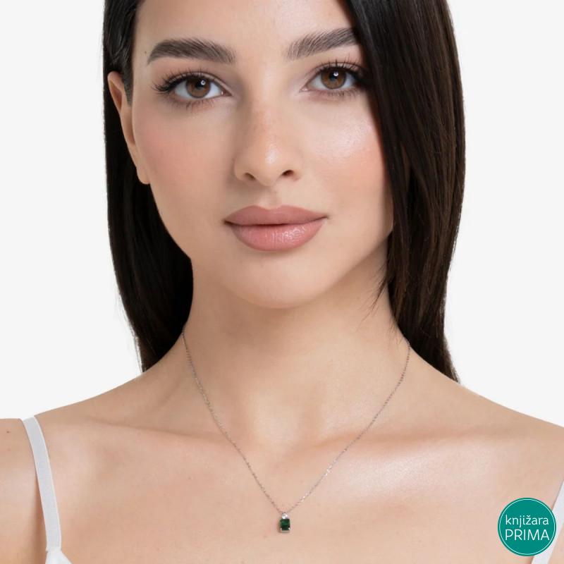 Ogrlica LUCA BARRA zeleni kristal 