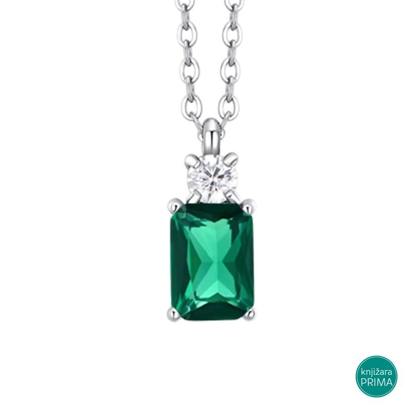 Ogrlica LUCA BARRA zeleni kristal 