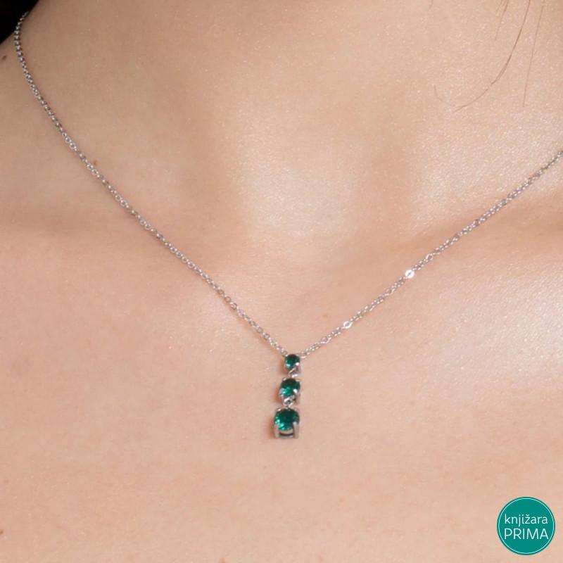 Ogrlica LUCA BARRA zeleni cirkoni 