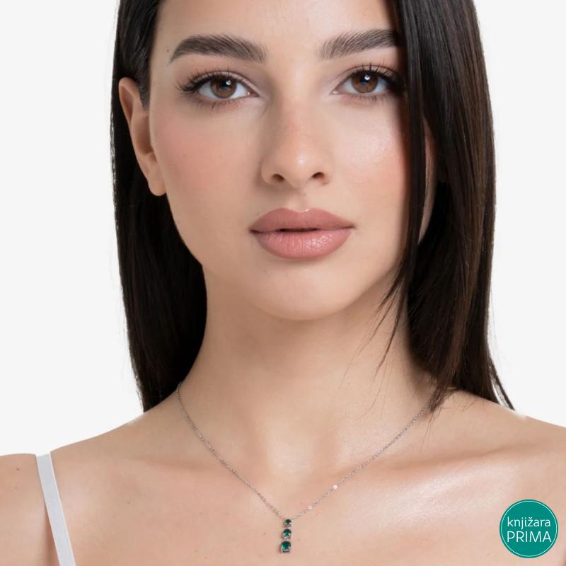 Ogrlica LUCA BARRA zeleni cirkoni 