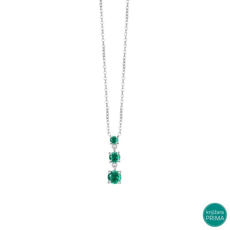 Ogrlica LUCA BARRA zeleni cirkoni 