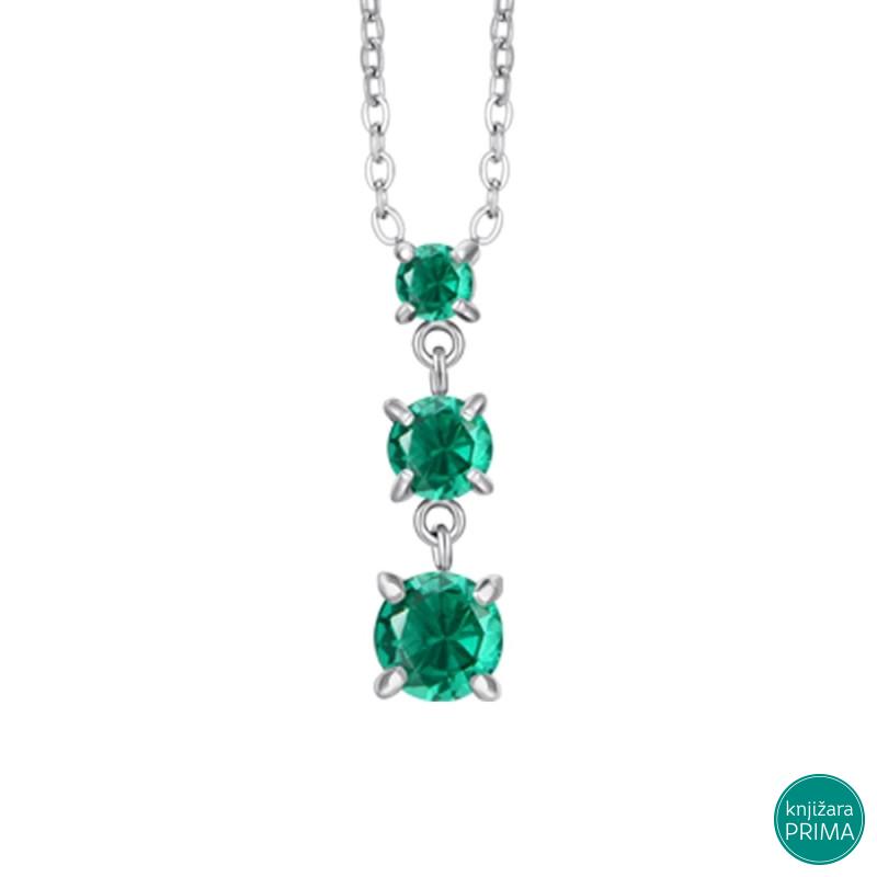 Ogrlica LUCA BARRA zeleni cirkoni 