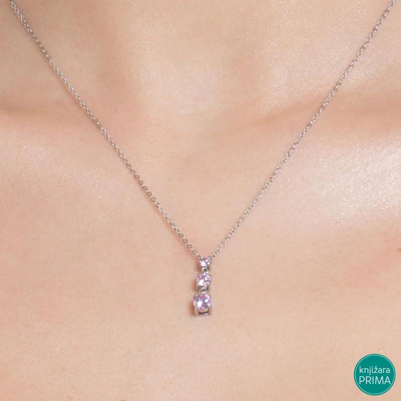 Ogrlica LUCA BARRA roze cirkoni 