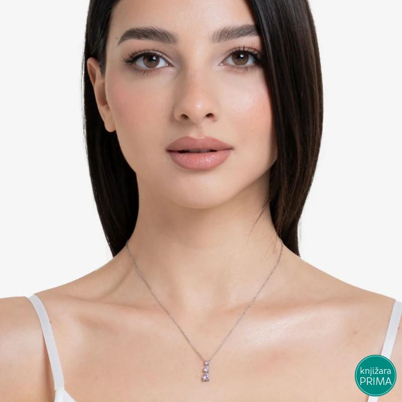 Ogrlica LUCA BARRA roze cirkoni 