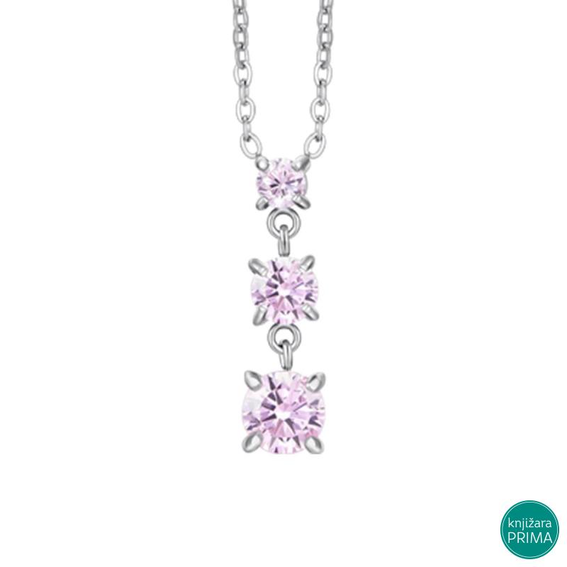 Ogrlica LUCA BARRA roze cirkoni 