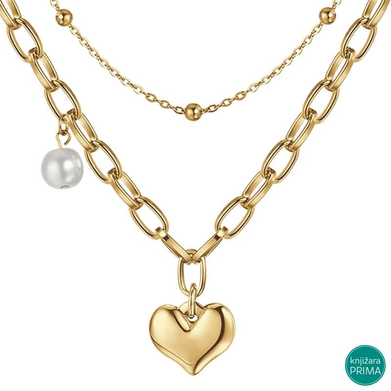 Ogrlica LUCA BARRA  Pearl Heart 