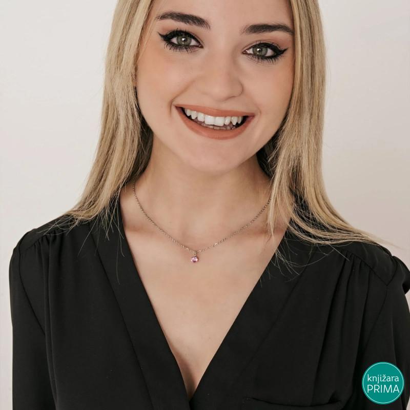 Ogrlica LUCA BARRA roze kristal 