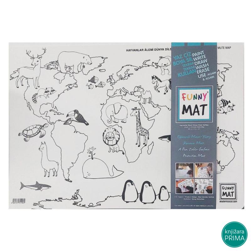 Podmetač za sto bojanka FUNNY MAT svet životinja 