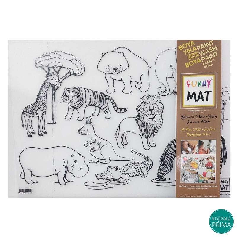 Podmetač za sto bojanka FUNNY MAT divlje životnje 