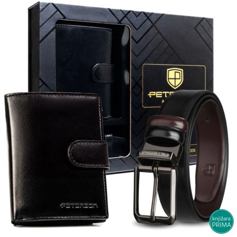 Elegantan set novčanik i kaiš PETERSON koža 