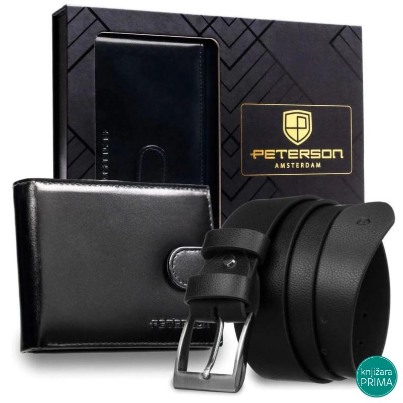 Elegantan set novčanik i kaiš PETERSON koža 