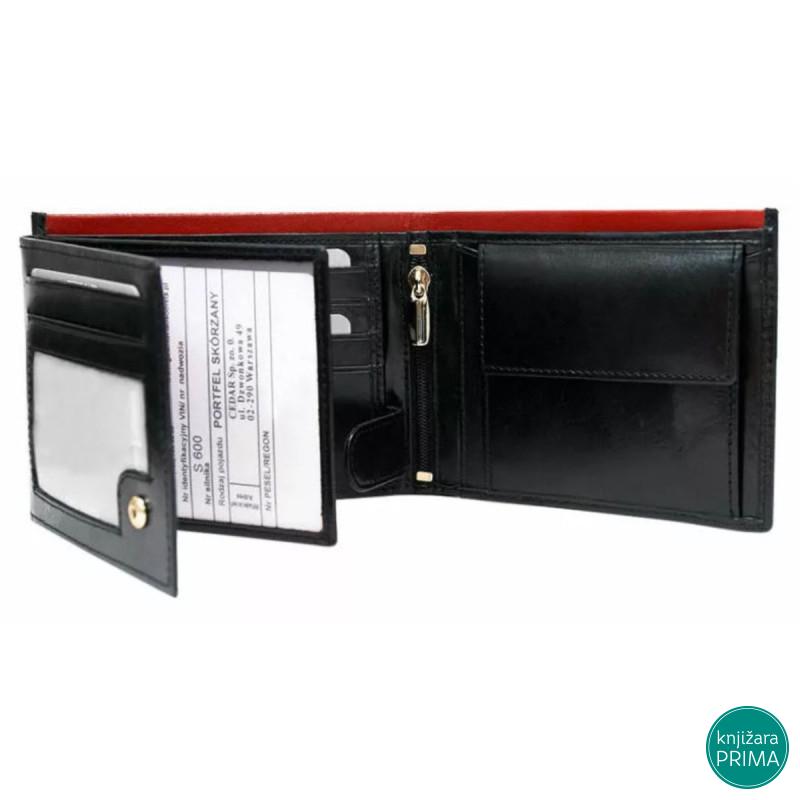 Kožni novčanik ROVICKY crno-crveni 