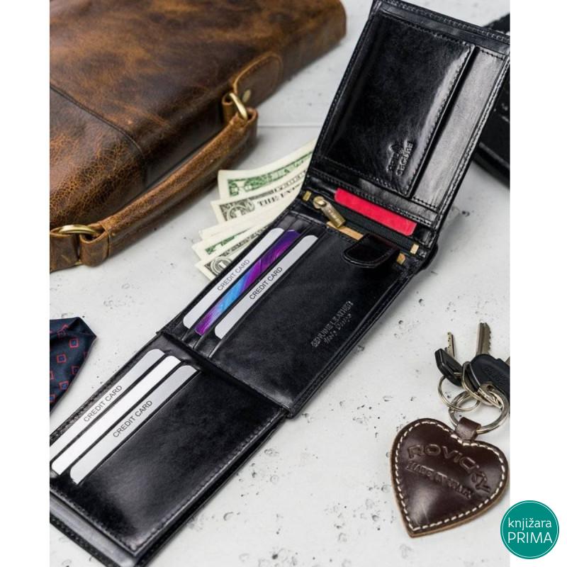 Muški kožni novčanik crni ROVICKY 
