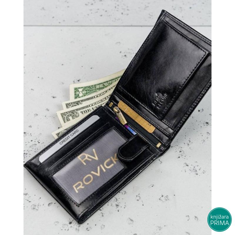 Muški kožni novčanik crni ROVICKY 