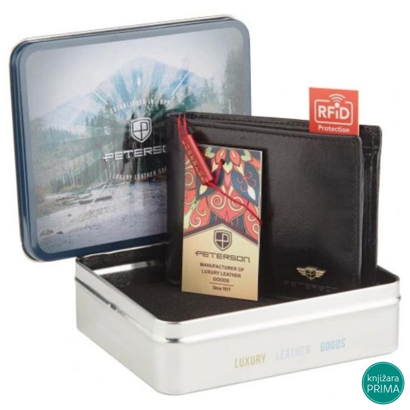 Kožni novčanik PETERSON crni 