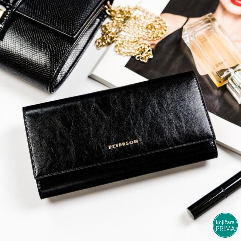 Kožni novčanik PETERSON Luxury crni 