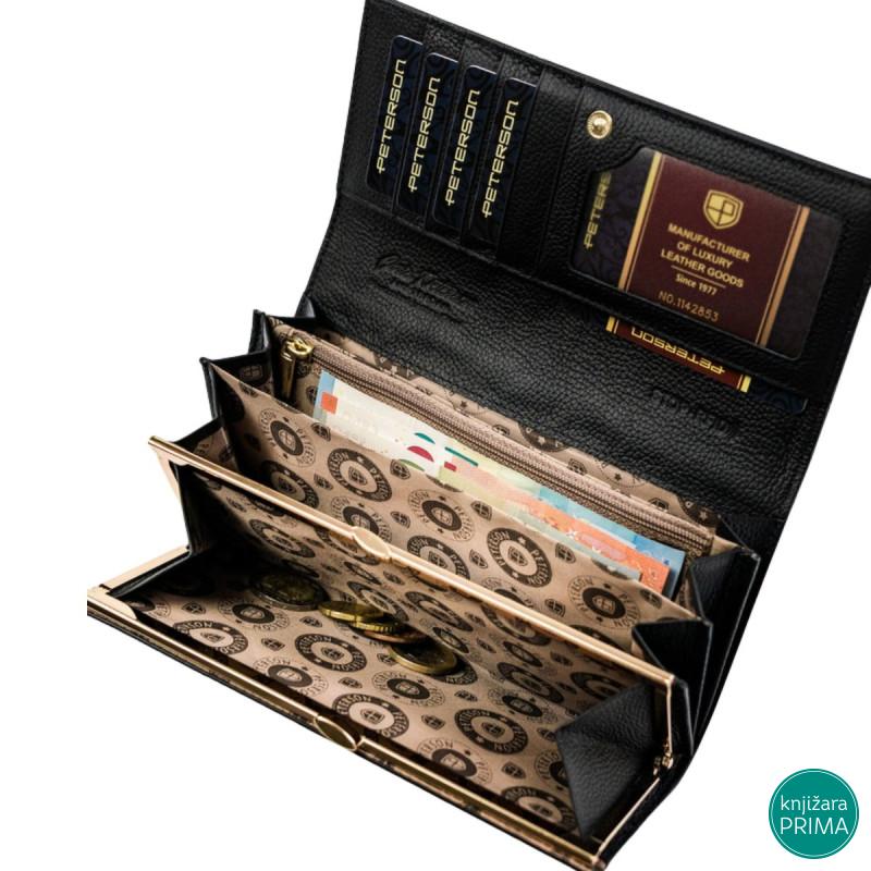 Kožni novčanik PETERSON Luxury crni 
