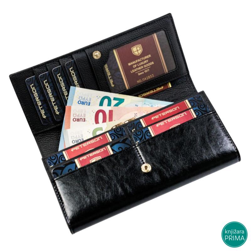 Kožni novčanik PETERSON Luxury crni 