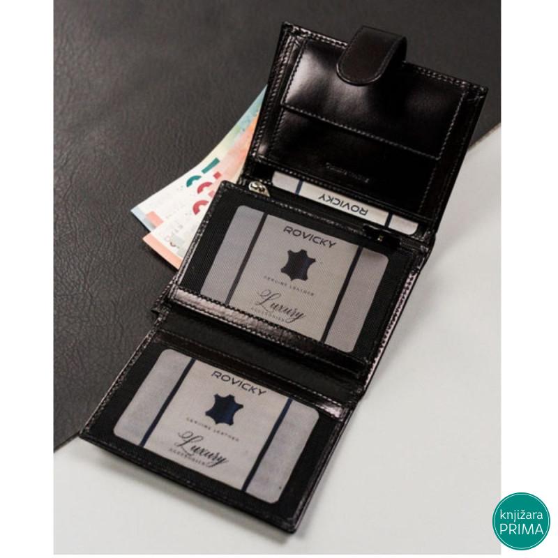 Kožni novčanik ROVICKY crni 