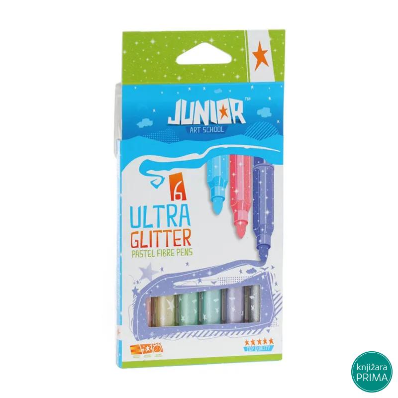 Flomasteri 6 JUNIOR Ultra Glitter Pastel 