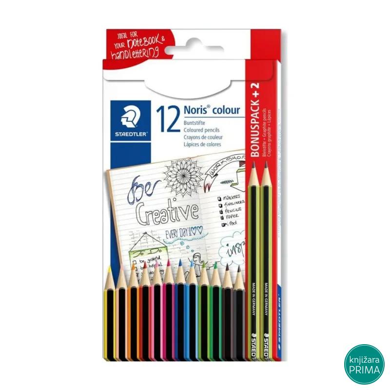 Drvene bojice 12 STAEDTLER Noris colour + 2 grafitne olovke 