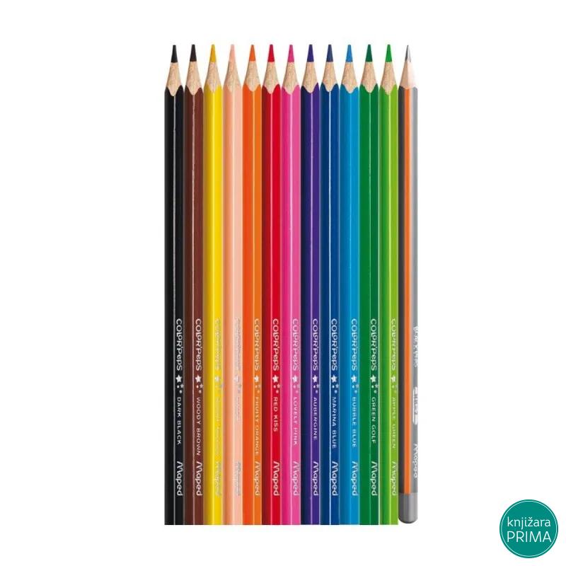 Drvene bojice 12 MAPED Color peps + olovka +zarezač 